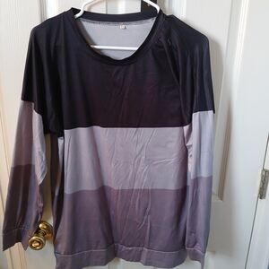 Women’s Colorblock Long Sleeve Top - Black and Gray